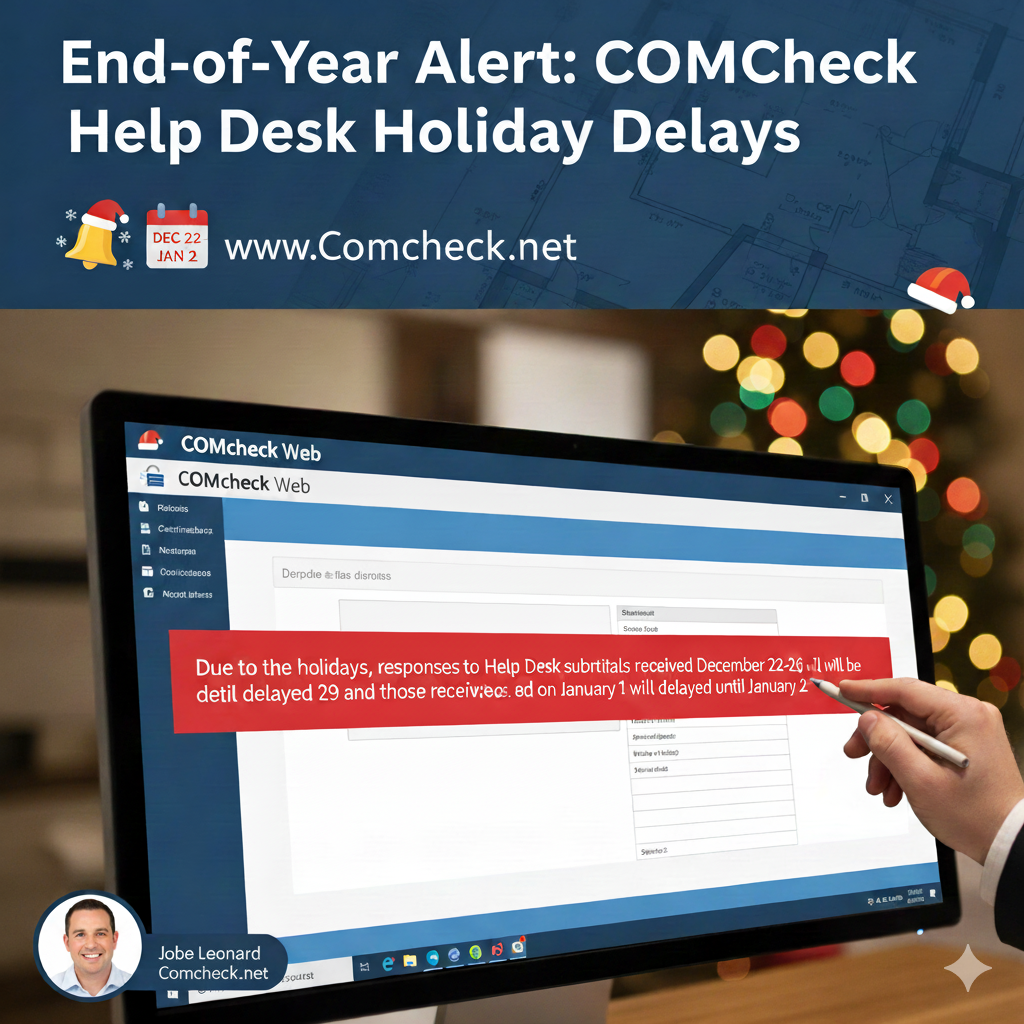 End-of-Year Alert: Plan Now for the COMcheck Help Desk Holiday Schedule